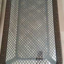 Rattan Wicker Glass Top Coffee Table 