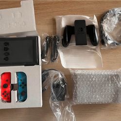 Nintendo Switch with Neon Blue and Neon Red Joy-Con
