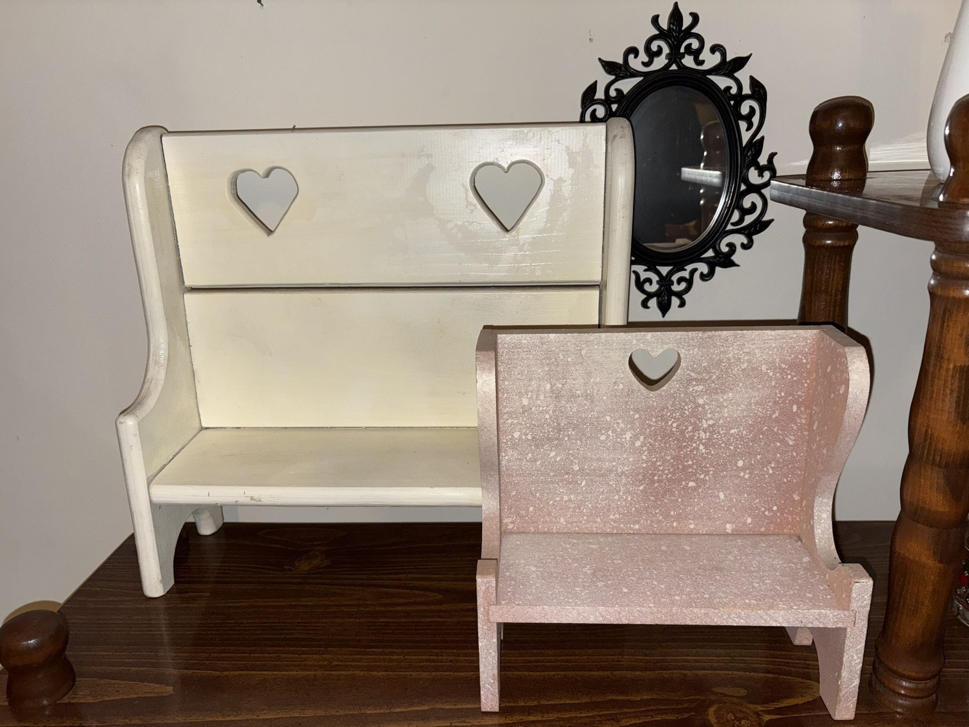 Pair of Decorative Wooden Heart Shelves