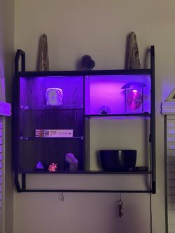 Modern Industrial Wall Display Shelf with LED Lights