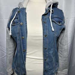 NorthStyle Blue and Gray Jean Jacket with Hoodie