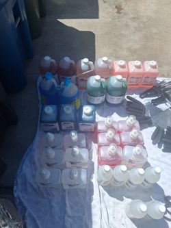 Chemicals and kitchen utensils mixing bowls