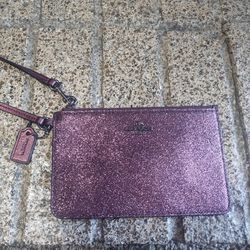 Coach Wristlet Glitter Maroon 7"