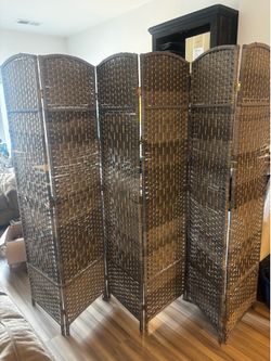 Gray Woven Room Divider