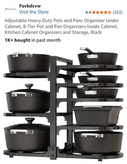 Fovkdcvw 8-Tier Adjustable Pot and Pan Organizer
