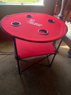 Red Folding Portable Table with Cup Holders