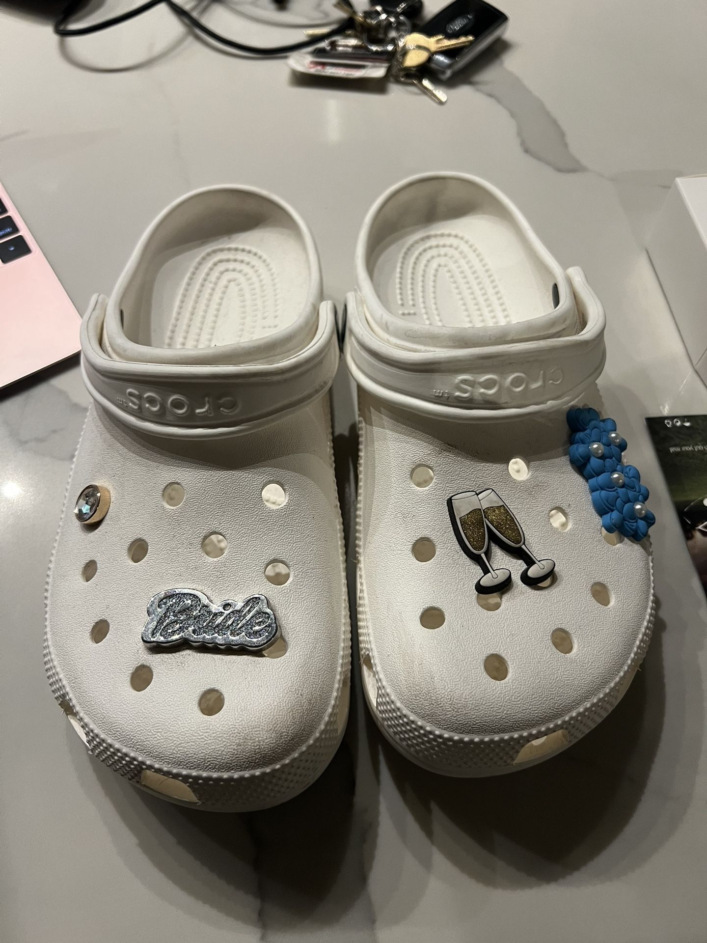 White Bride Crocs Size 9-10