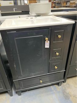 As is 24" Bathroom Vanity with Sink, Harper & Bright Designs Free Standing Single Vanity Set with 3