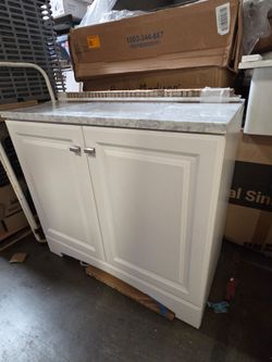 White Bathroom Vanity with Marble Top 36