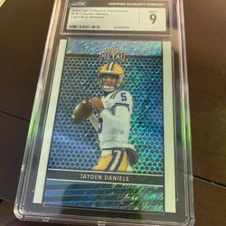 Jaden Daniels 2024 Leaf Metal Collective Promo LB-3 Blue  Graded 9