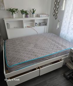 Full Size Bed with Storage, Bookshelf & Mattress