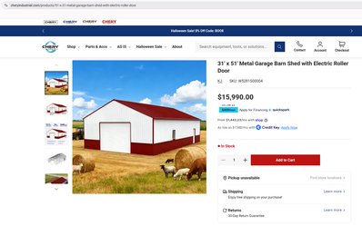 51×31 ft Metal Garage Barn / Steel Storage Shed