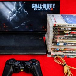 SONY PlayStation 3 PS3 and Blu-ray player with 1  controller and  Charging Cord 12 games