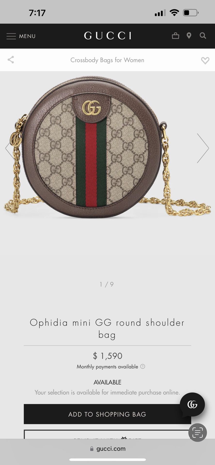 GUCCI Ophidia mini GG round shoulder bag 