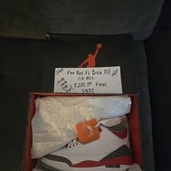 New Fire Red 3s Size 10 $200 Firm Pick Up Only
