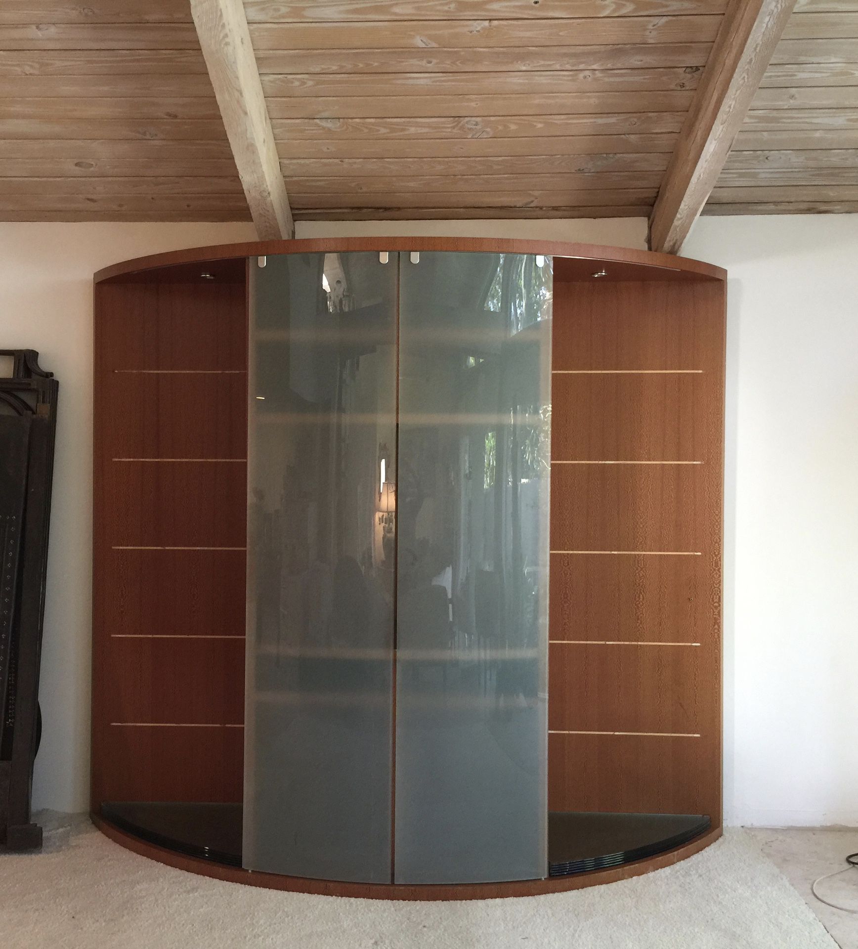 Custom Made Wall Unit With Curved Glass Panels