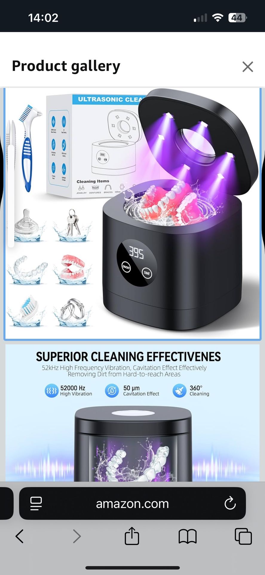 Ultrasonic Retainer Cleaner Machine, 52kHz Ultrasonic Denture Cleaner for Night Guards, Braces, Toothbrush Heads, Jewelry and More, Ultrasonic C