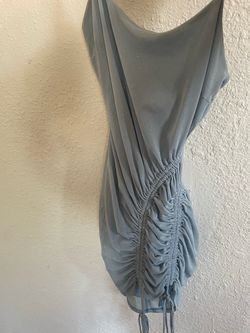 Blue-Gray Ruched Mini Dress