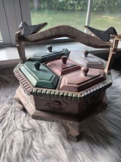 Wooden vintage jewelry box