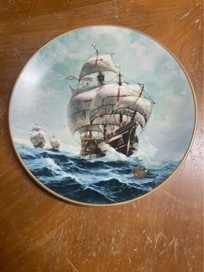 Porcelain Plate Commemorates Columbus Discovering America 