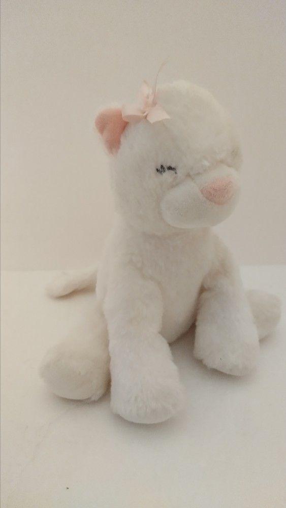 Carter's White Kitty Cat Plush Musical Stuffed Animal Baby Toy Pink Bow 2020