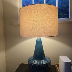 Blue Ceramic Mid century Modern Lamp