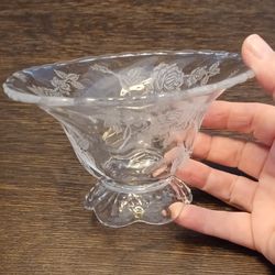 Vintage Etched Glass Candy Dish