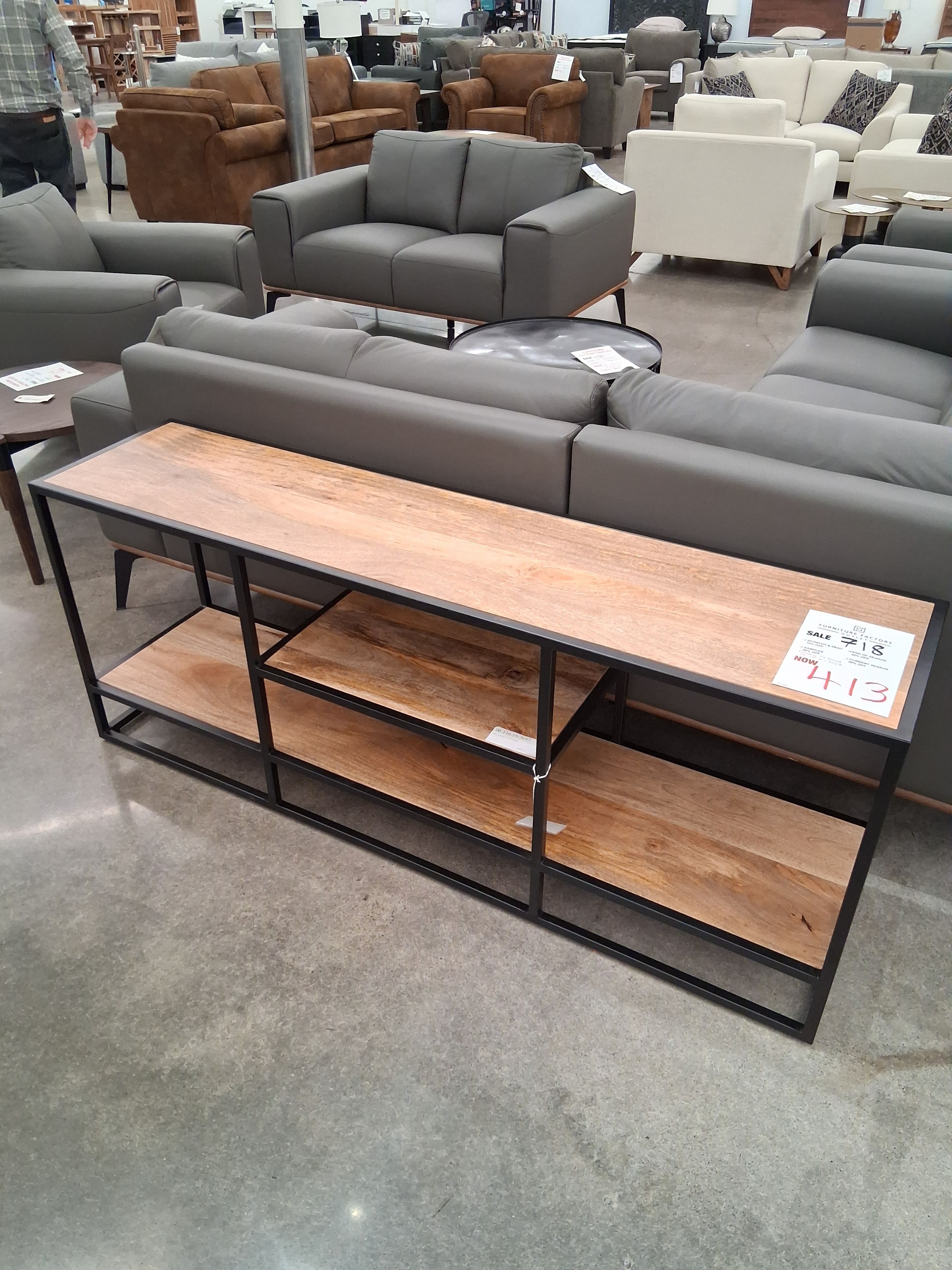 SOLID MANGO WOOD AND METAL TV STAND