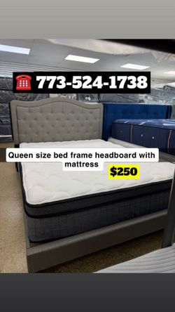 Queen size bundle deal headboard frame with mattress for $250 only 🔥🔥🔥