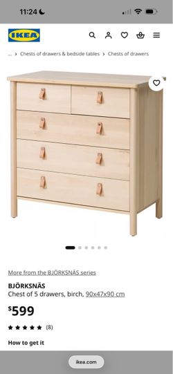 IKEA BJÖRKSNÄS 5-Drawer Birch Chest (set of 2)