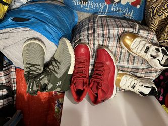 Size 9 Men Red Jordan’s $80) / (Green Adidas $70) Gold Jordan’s $75👉🏽 All 3 For $210.00