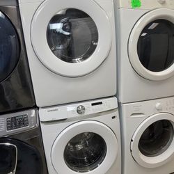 Samsung Front Loading Washer And Stackable Gas Dryer Set 