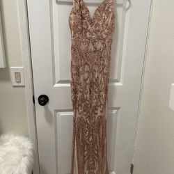 Rose  Gold Blush Floral Gown