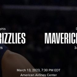 Dallas Mavericks Vs Memphis Grizzlies 3/13/23 Section 326 Row B $150 Each 2 Tickets 