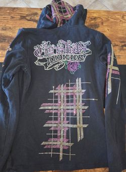 Christian Audigier Rhinestone Full-Zip Hoodie – Women's Small – Y2K – Excellent Condition