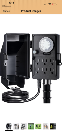 SURAIELEC Outdoor Power Stake, 24-Hour Mechanical Light Timer, Electrical Power Strip Weatherproof, 6FT Extension Cord Multiple Outlets Plug for Patio