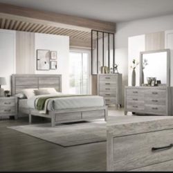 4- Pc Bedroom set Dresser,Mirror  Nightstand (1) Queen size bed frame  Not including Mattress and Box Sp