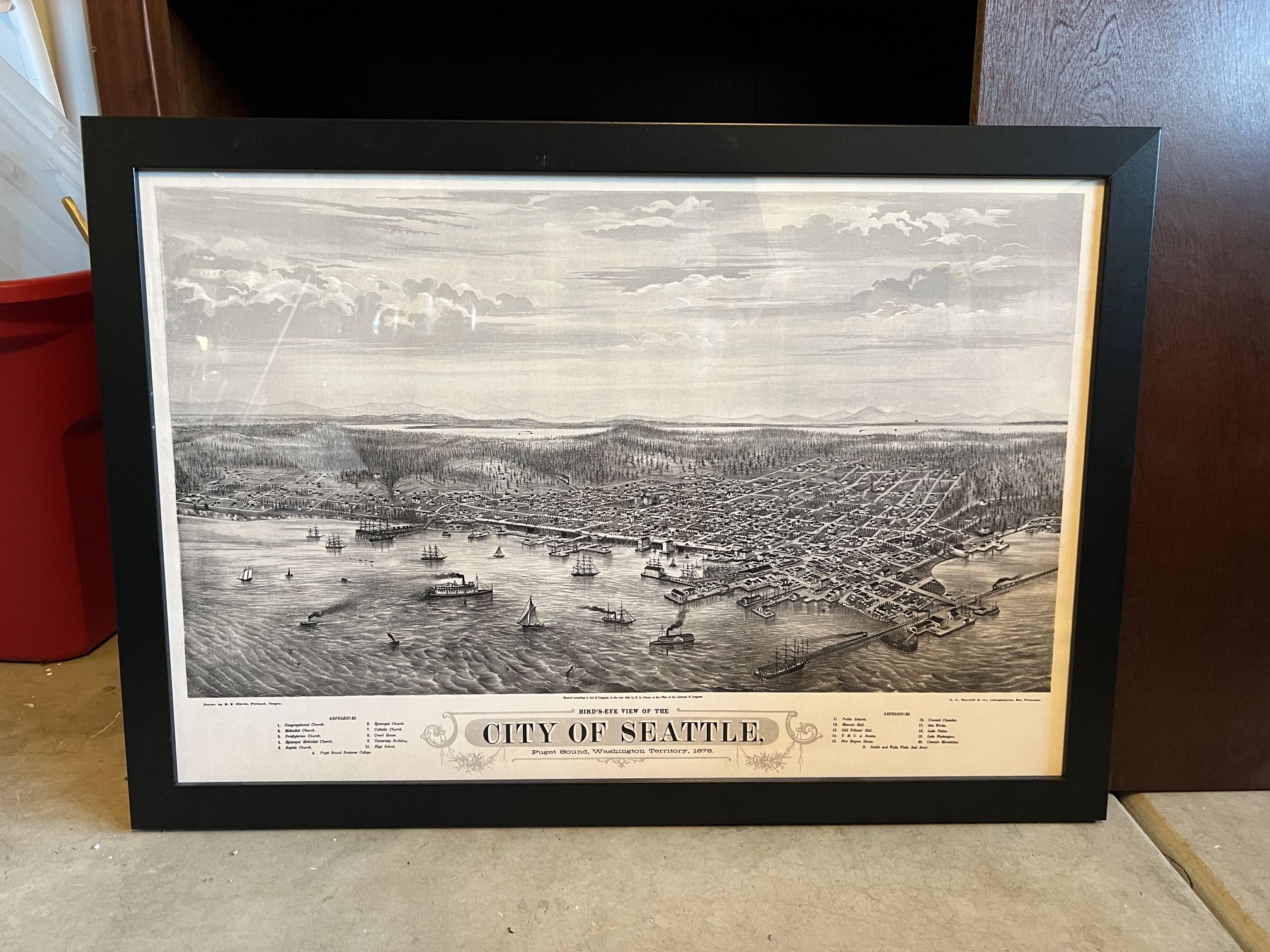 Vintage Style Seattle Map Wall Art