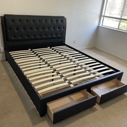 Queen Black Storage Bed With Nice 10” Orthopedic Supreme Mattress Included 📍 