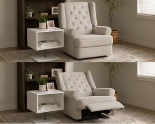Upholstered Recliner Chair & Modern Side Table – Excellent Condition