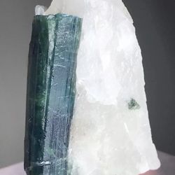 35 Carat Tourmaline indicolite with quartz crystal specimen from Afghanistan 