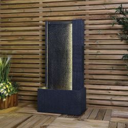 Textured Ripple Wall Water Feature - Grey