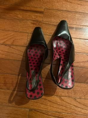 Paloma Black/Red Polka Dot Dotted Heels