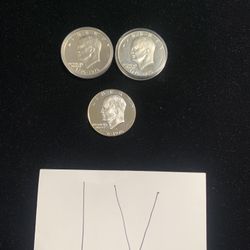 (3) SILVER “Ike” 1776/1976 Bi-Centennial Dollar $1 Coins 