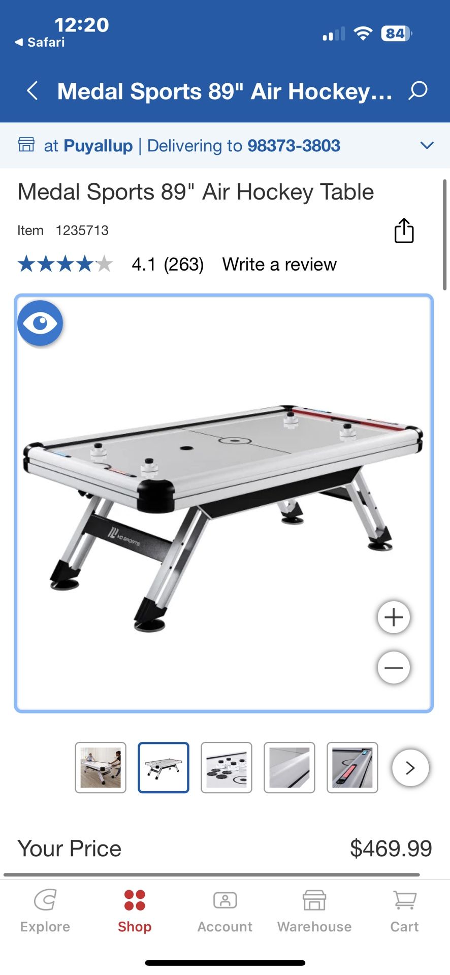 Medal Sports 89" Air Hockey Table
