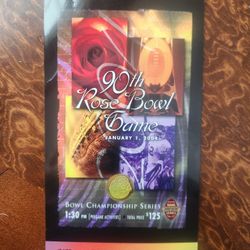 2004 Rose Bowl USC-Michigan Football Ticket Stub 11-54-27 With Rose Bowl Lanyard