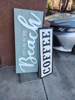 meet Me At The Beach wood Sign $8 coffee Metal Sign $7