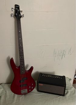 Bass guitar and amp