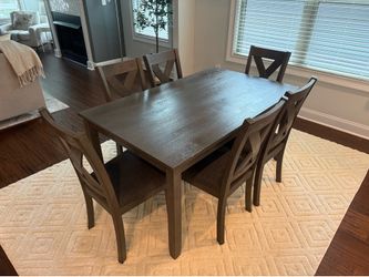 Gray Dining Table Set with 3 Matching Barstools