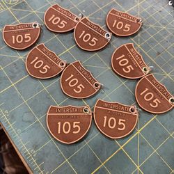 Freeway Sign Leather Keychain 